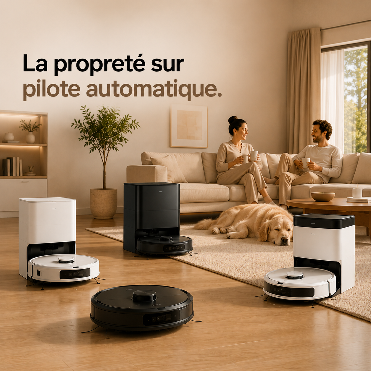 La propreté sur pilote automatique grâce aux robots aspirateurs laveurs AXSANA : aspiration puissante, lavage intelligent et station auto-vidage. Image