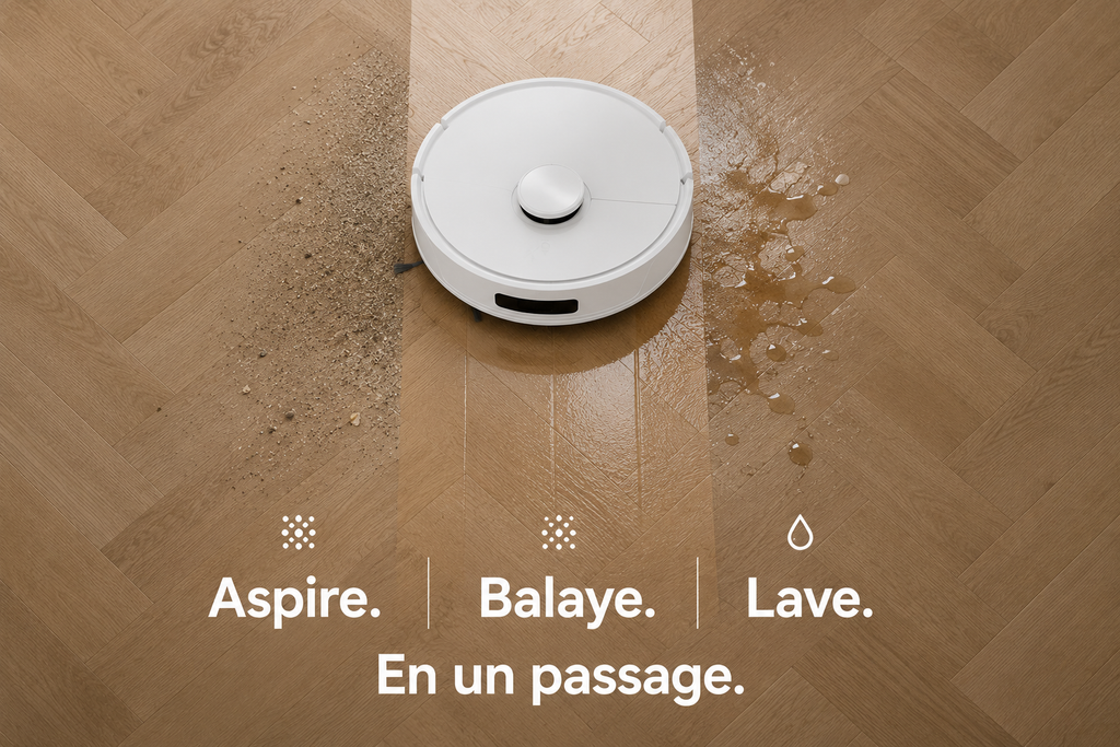 AXS-500 Robot Aspirateur Laveur 20 000 Pa, Station Autovidante 90 Jours