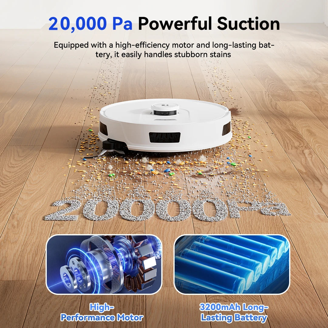 AXS-500 Robot Aspirateur Laveur 20 000 Pa, Station Autovidante 90 Jours