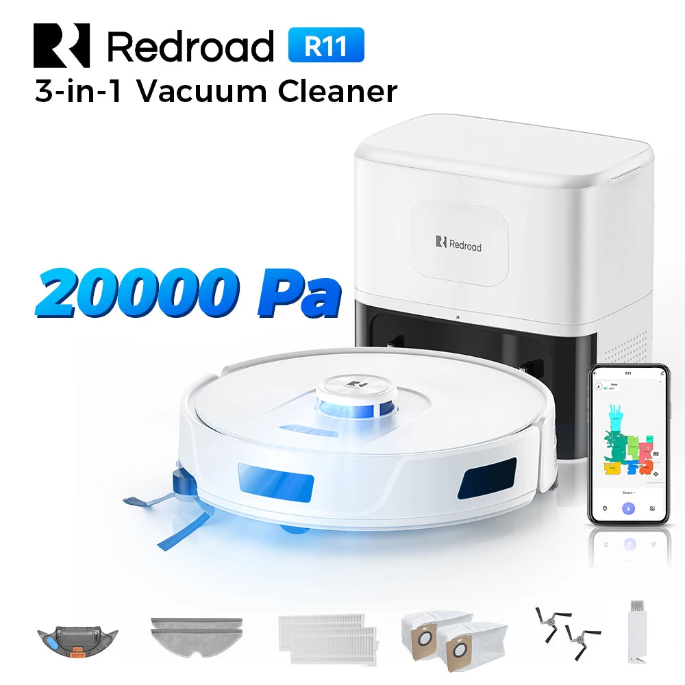 AXS-500 Robot Aspirateur Laveur 20 000 Pa, Station Autovidante 90 Jours