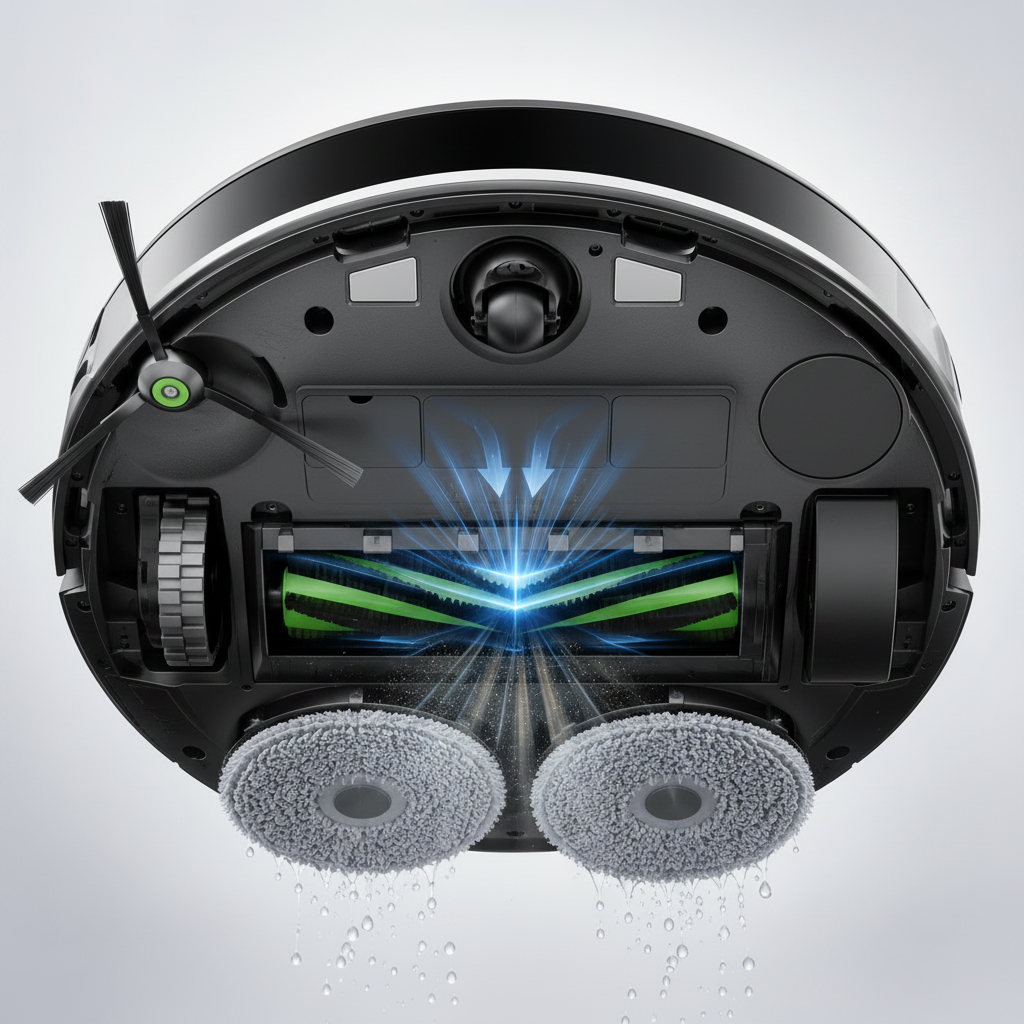 AXS-300 Robot Aspirateur Laveur 12 000 Pa, Station Omni Lavage et Séchage Serpillières 45°C